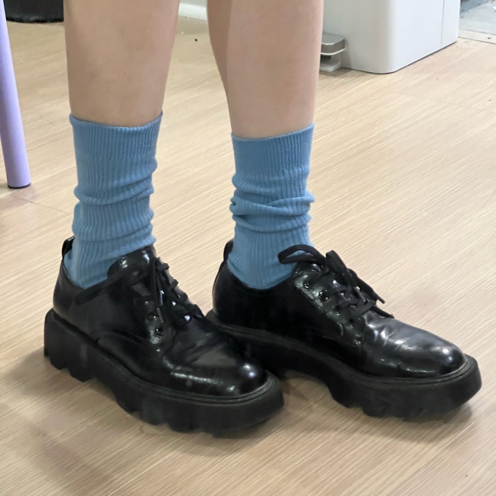 US 7/ 38 Zara Flat Platform Derby Shoe TRF
